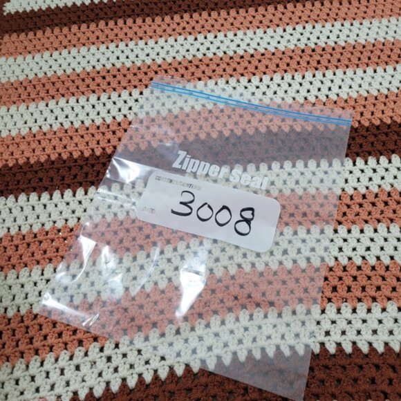 Handmade Crochet Afghan Throw Blanket Multicolored Striped Brown White Orange - Picture 10 of 10